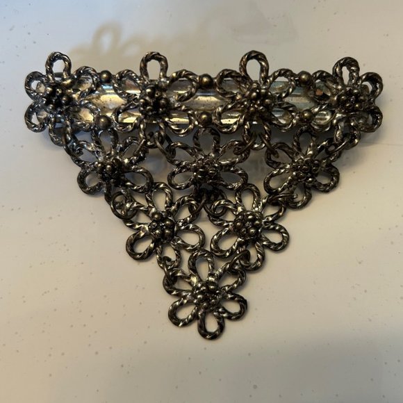 VINTAGE Silver Tone HAIR Clip Barrette with spring clasp - Picture 2 of 4